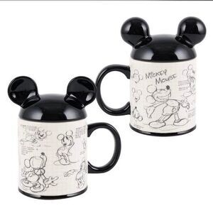 SOLD—Disney Mickey Mouse Sketchbook Covered Mug with Ears Lid  17 oz Ceramic Cup